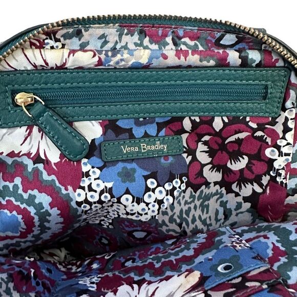 Vera Bradley ~ Elena Teal Green zipped mini crossbody w/ gold chain strap - Picture 8 of 16
